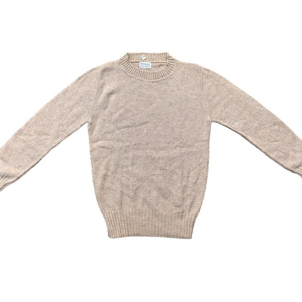 Vintage 1940s-1950s Oatmeal Beige Crew Neck Long Sleeve Sweater